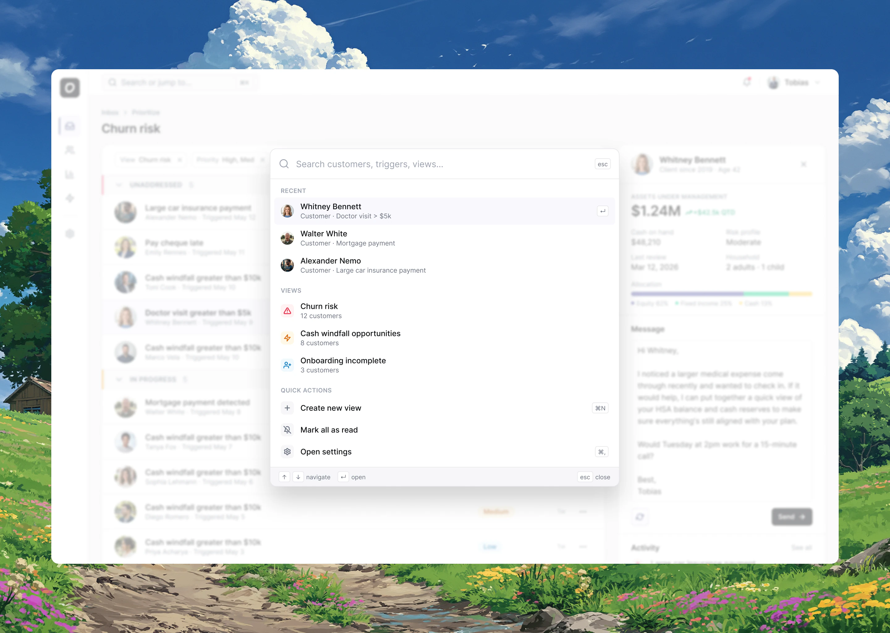Responsive AI Prioritize — AI-powered financial advisor workflow, screen 2