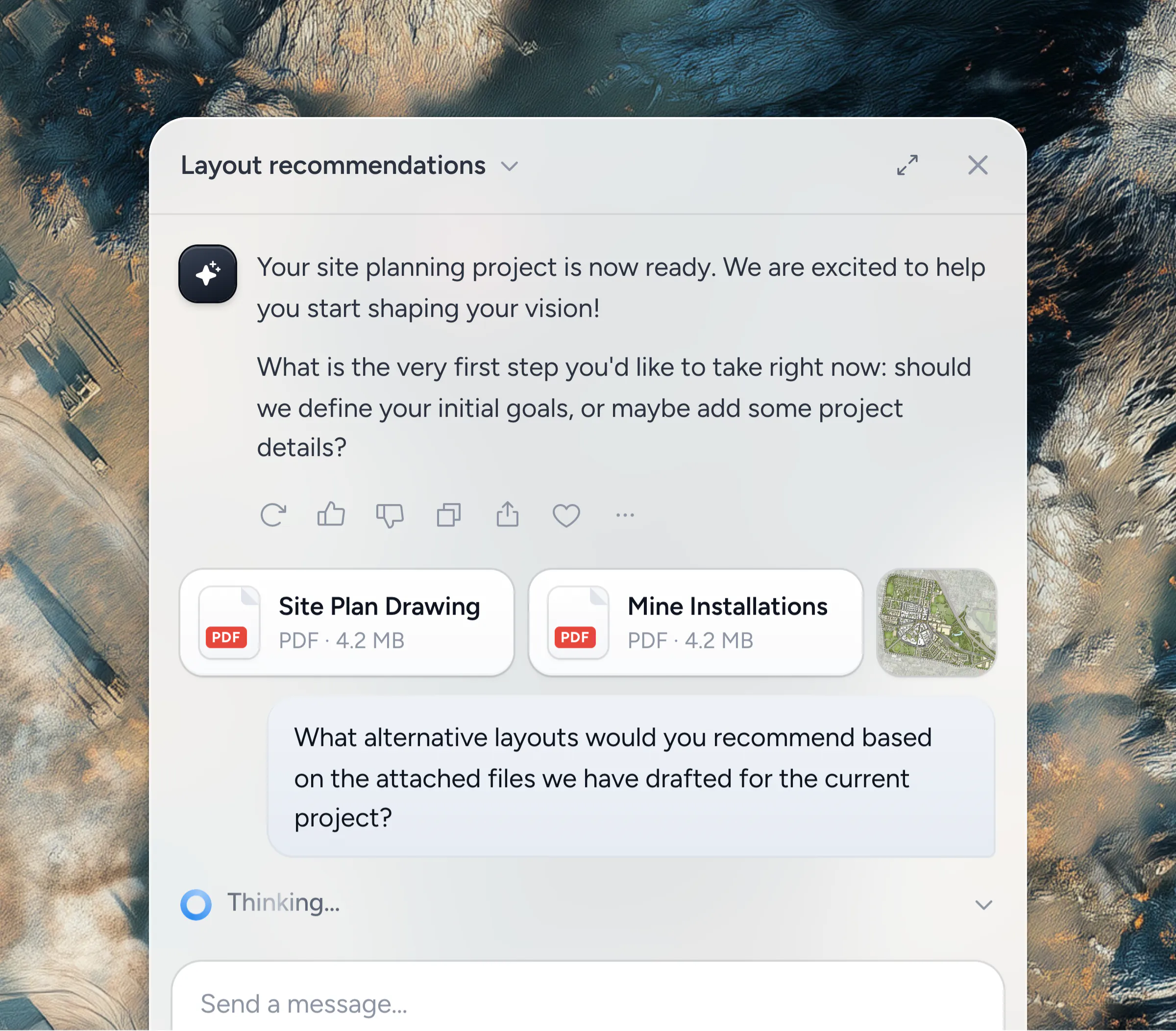 The assistant: layout recommendations from the project's attached site plans